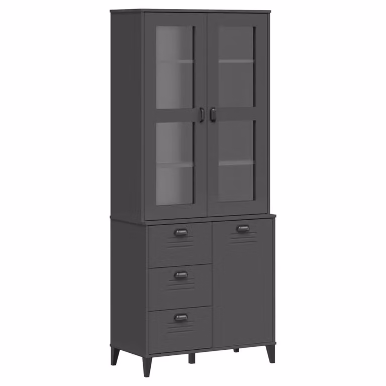 SYFAX™ Credenza VIKEN Grigio Antracite 80x40x190cm Legno Massello Pino