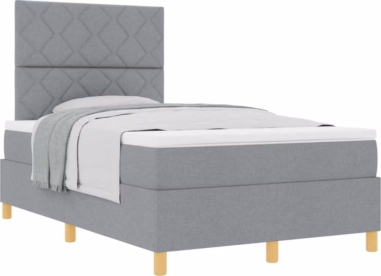 Letto a molle con materasso Grigio chiaro 120 x 200 cm Tessuto