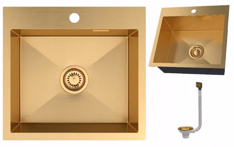Granitan - Lavello acciaio inox - Lavandino 48x45 cm - Lavello cucina cromato - con sifone - SILVO48