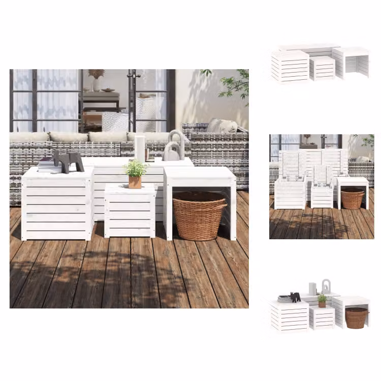vidaXL Set di 4 cassette da giardino in pino massiccio bianco - Cassette da giardino