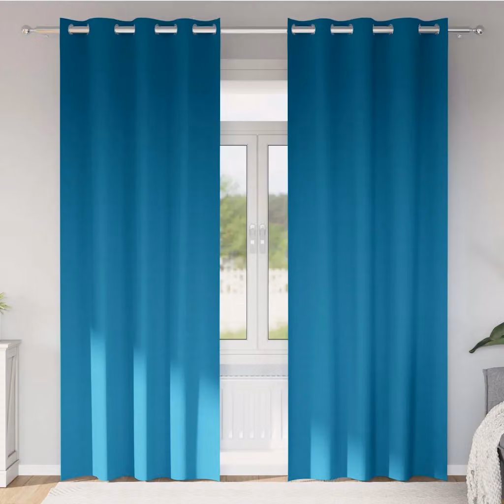 Set di 2 tende blackout vidaXL con anelli in poliestere, colore turchese, H: 260 cm x L: 140 cm