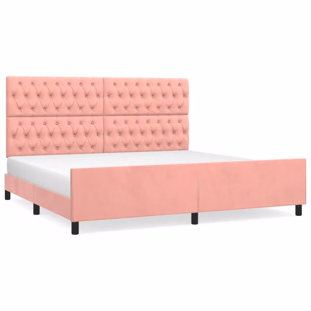 Letto con Testiera in Velluto Rosa vidaXL 200x200 cm – 2