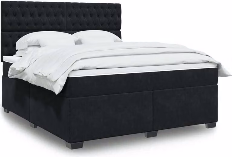Maison Exclusive - Giroletto a Molle con Materasso Nero 180x200 cm in Velluto