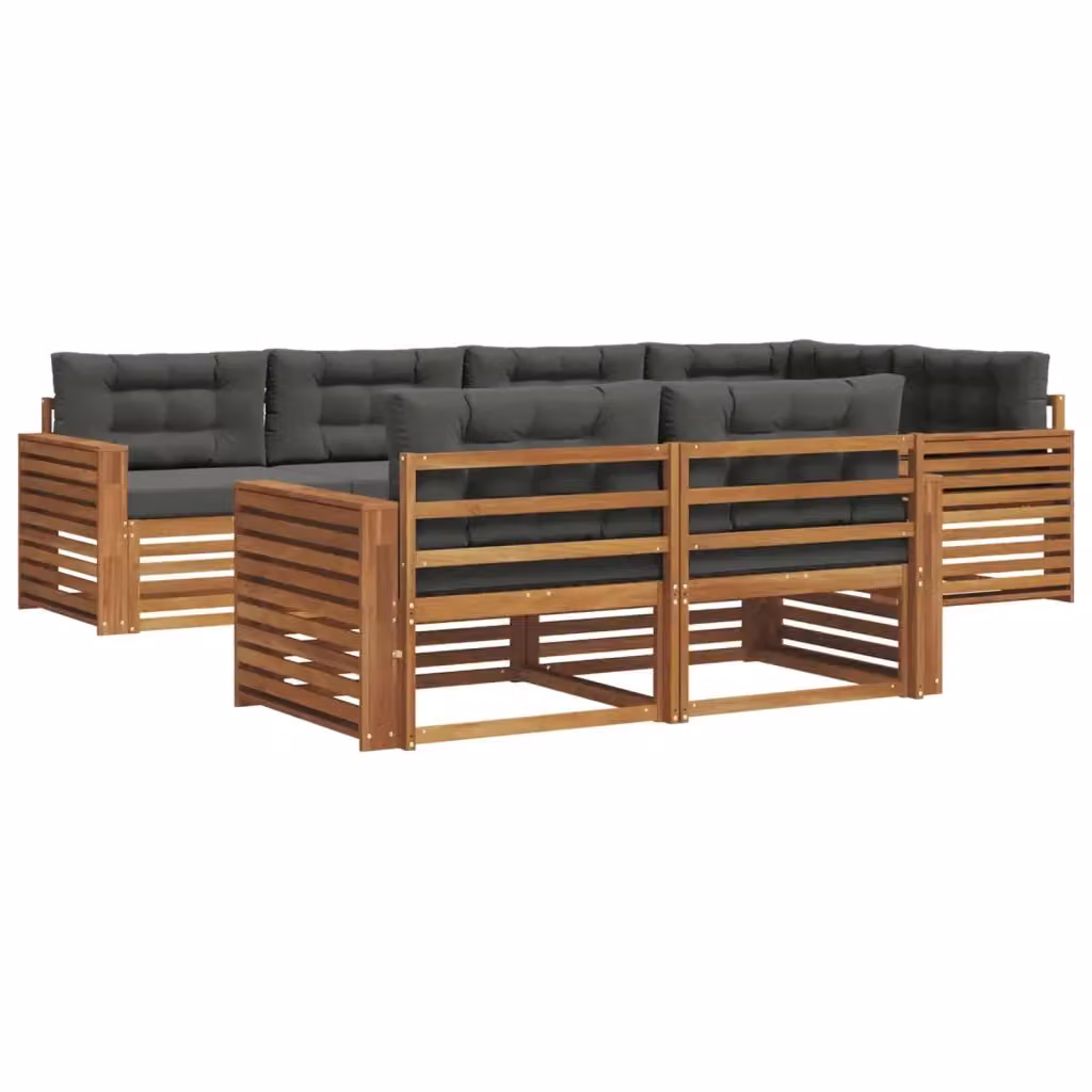 Set di divani da esterno a L vidaXL in legno di acacia con cuscini, beige e antracite – 2
