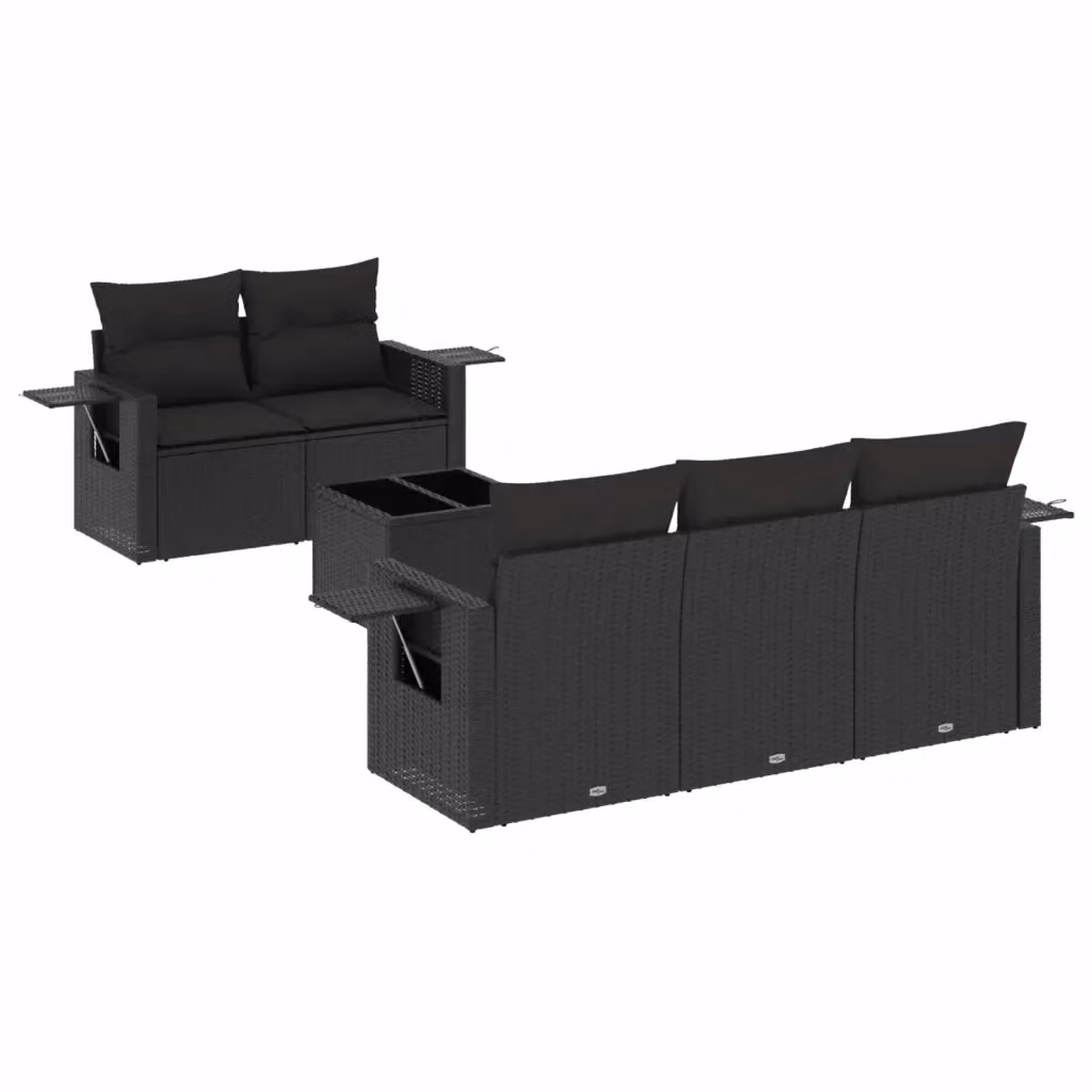 Set Divano da Giardino vidaXL 6 pz in Polyrattan Nero con Cuscini e Tavolino – 2