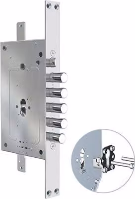 Serratura a infilare in metallo Idroweb modello 2951 Pedm Cr Dm con profilo sagomato e tre cilindri con chiave segreta disponibile in nero o argento
