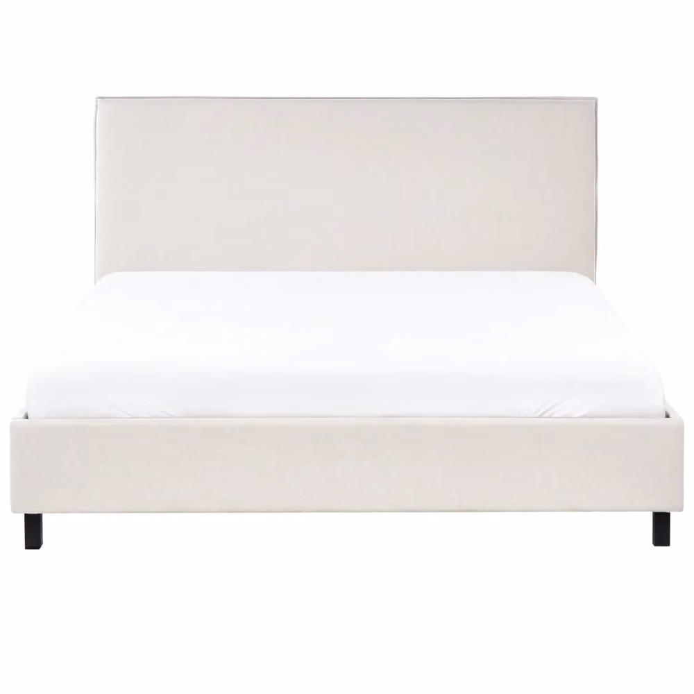 Letto Beliani in stile scandinavo con rivestimento in tessuto beige e gambe in legno di pioppo oliato, L/P: 160 x 200 cm – 2