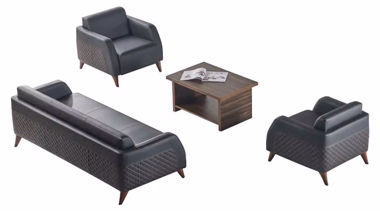 Sofagarnituren Schwarz 3-Sitzer Sessel Braun Farbe Couchtisch Ledersofas