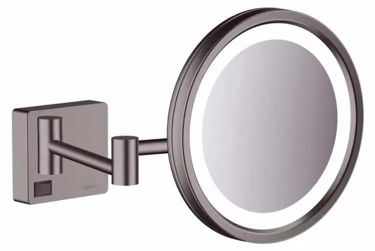 Specchio da trucco con illuminazione a LED, ingrandimento 3x, finitura nera cromata
