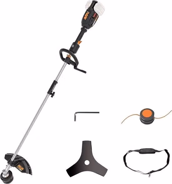 Striglia a batteria - Tagliaerba - 40V - Senza batteria e caricatore - con accessori tagliaerba - 150 x 10 cm - Larghezza di taglio 38cm - Nero