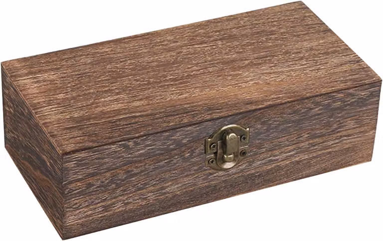 Contenitore in legno con coperchio, dimensioni 20 x 10 x 6 cm, colore marrone naturale, ideale per carte e gioielli