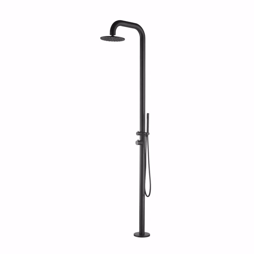 Doccia da giardino SINED con miscelatore e doccetta in acciaio inox AISI 316L colore nero satinato per acqua calda e fredda Modello DOCCIA PULA NERA – 2