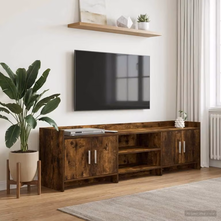 Mobile TV vidaXL in legno ingegnerizzato e metallo, colore marrone rovere fumo, L 168 x P 33 x H 47 cm