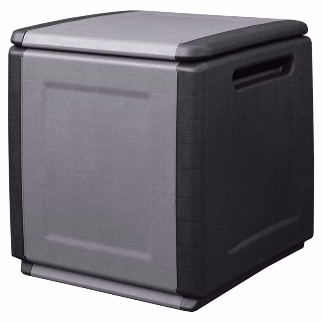 vidaXL Cassetta portaoggetti da giardino 54x53x57 cm 130 L Grigio scuro Nero - Cassetta portaoggetti da giardino - Cassetta da giardino - Cassette da giardino