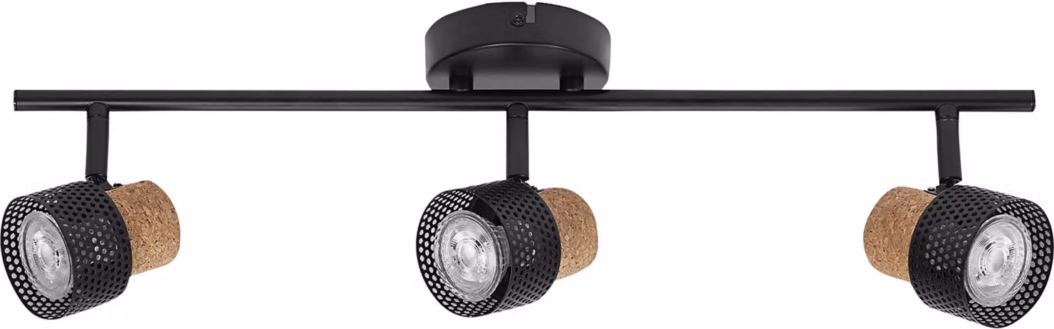 LEDVANCE DECOR SPOT CORK, 3 x 3,4W, 690lm, nero, faretto, teste regolabili, versatile, faretto per interni, lampade LED sostituibili, dimmerabile, colore luce bianco caldo, GU10