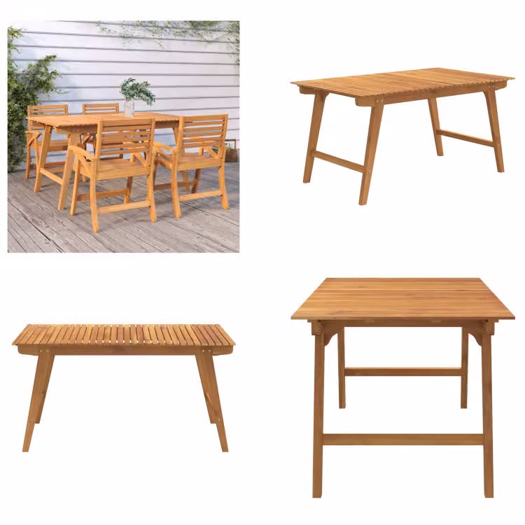 vidaXL Tavolo da giardino 150x90x75 cm in legno massiccio di acacia - Tavolo da giardino - Tavoli da giardino - Mobili da giardino - Tavolo da pranzo