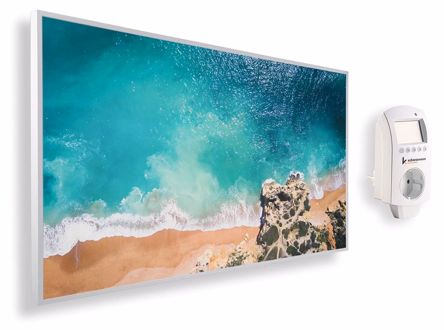 Riscaldatore a infrarossi da 1200W - Motivo "Spiaggia da sogno" - Per uso interno - Montaggio a parete