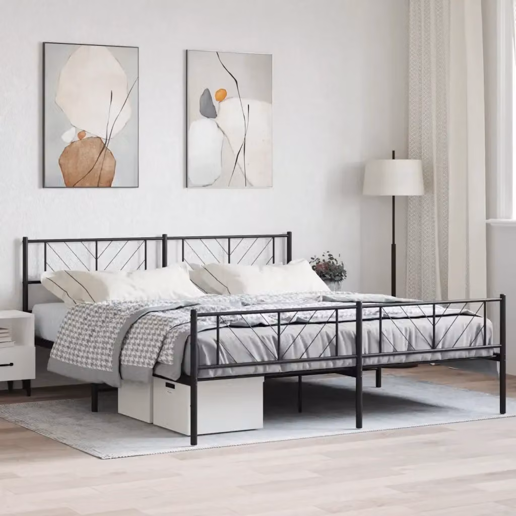 Letto matrimoniale con pediera in metallo nero L/P: 180 x 200 cm – 2