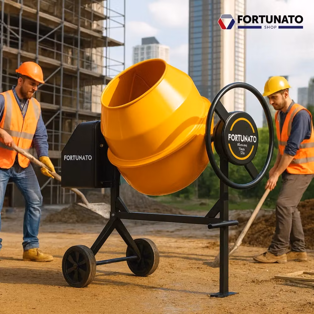 Betoniera elettrica Fortunato con vasca in acciaio inossidabile da 180 litri, potenza 800 W, 28 rpm, colore giallo – 2
