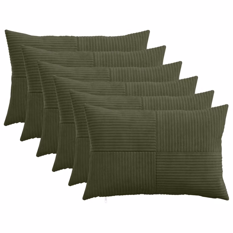 Set di 6 federe vidaXL ALMELO in velluto a coste verde, L 50 cm x P 80 cm