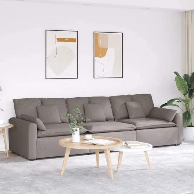 Divano Modulare con Cuscini Tortora 3321092