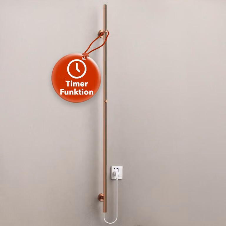 BELVIT asciugamano elettrico 150 cm 60 W con timer e 2 impostazioni di calore - scaldasalviette elettrico, a parete, 2 ganci, radiatore bagno
