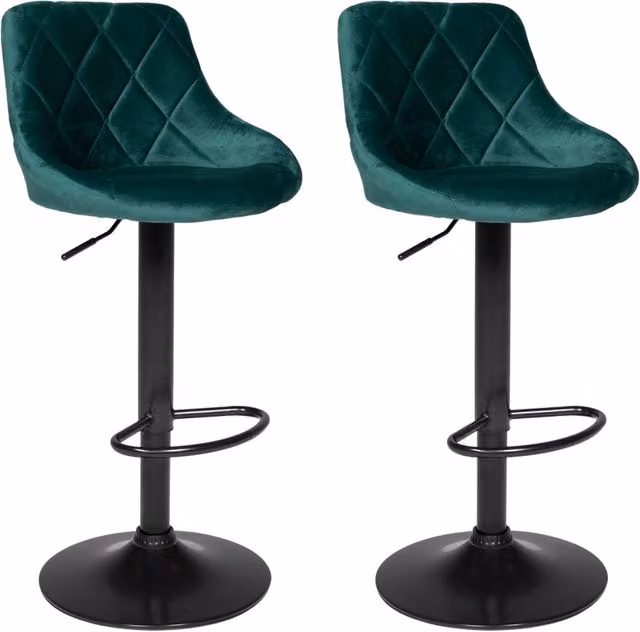 Set di 2 sgabelli da bar in velluto verde ROBIN