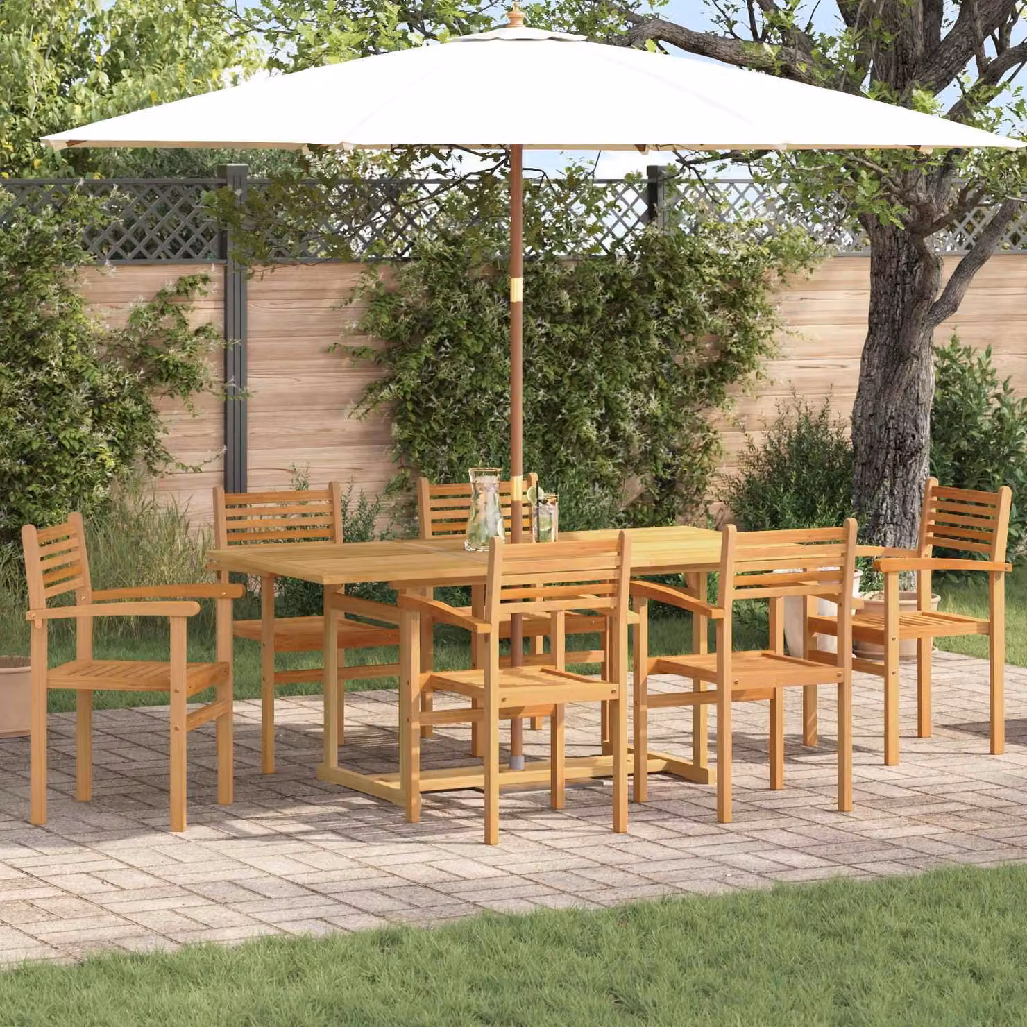 Maison Exclusive - Set da giardino per esterni, 7 pezzi, legno massello di teak, colore marrone