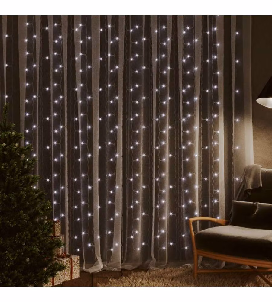 vidaXL Tenda di Luci a Ghiaccioli con 300 LED Bianco Freddo – 2