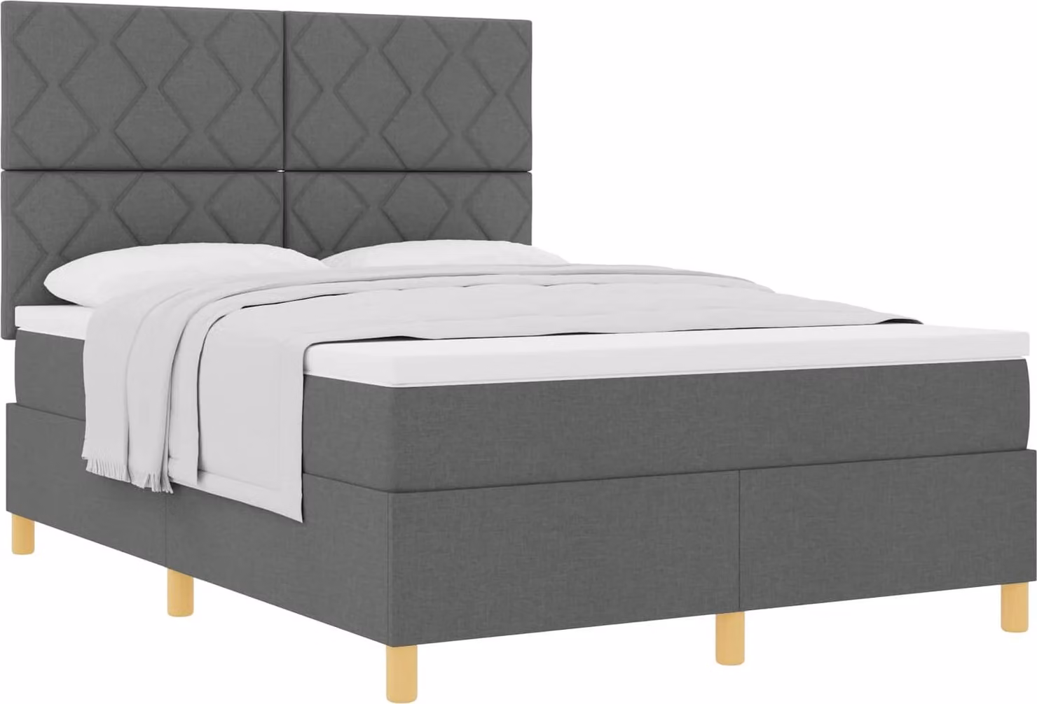 SYFAX™ Letto a molle con materasso Grigio scuro 140 x 190 cm Tessuto
