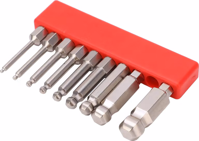 9pcs esagonale cacciavite bit antiruggine S2 acciaio magnetico testa a sfera bit 1/4 pollici gambo 50 mm