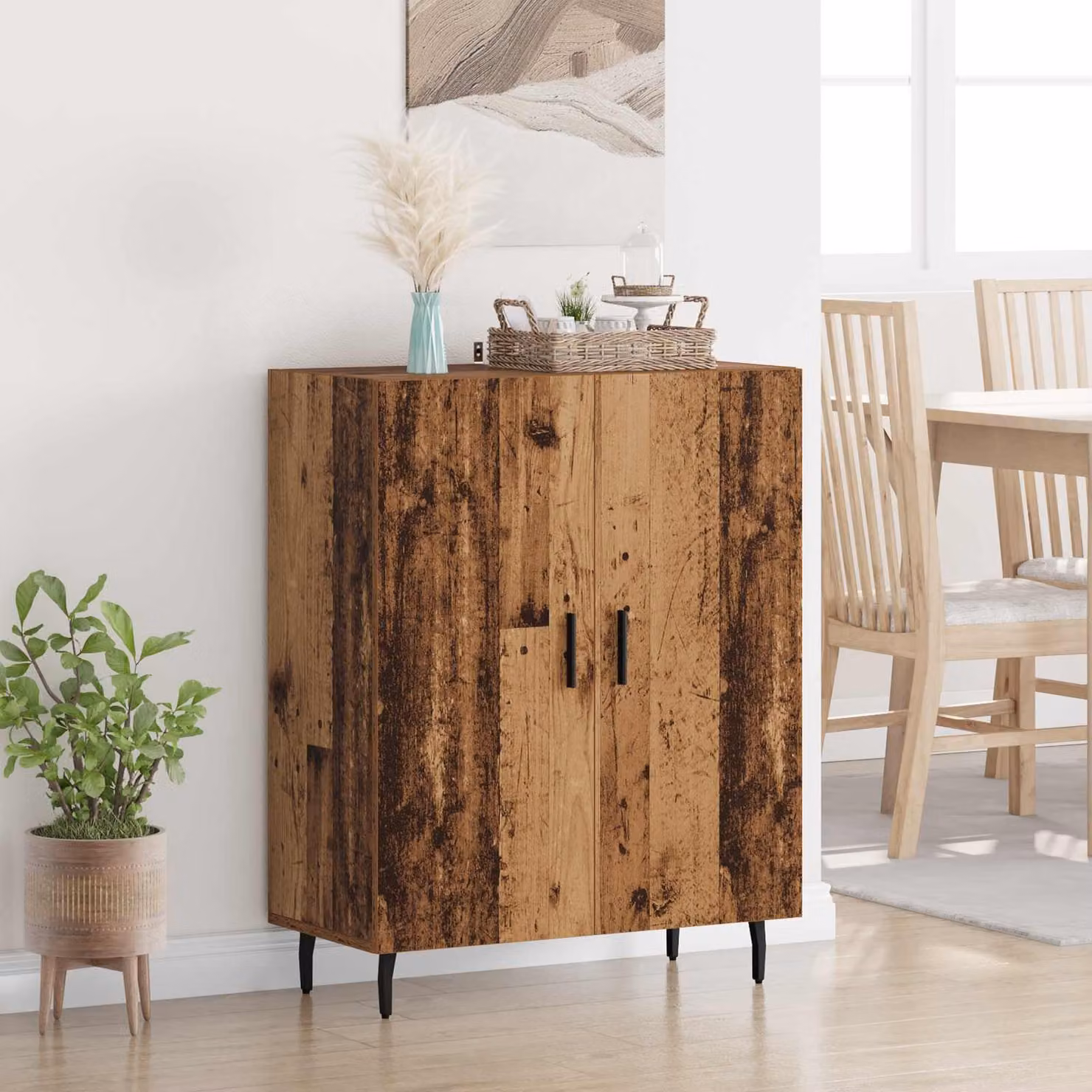 Credenza moderna vidaXL in legno ingegnerizzato color marrone L: 69,5 cm, P: 34 cm, H: 90 cm