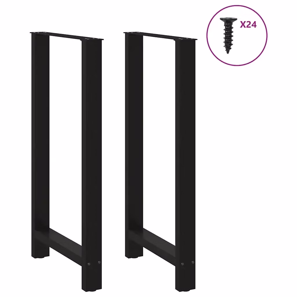 Coppia di gambe per tavolo da bar vidaXL in acciaio nero opaco, H: 111 cm, L: 60 cm