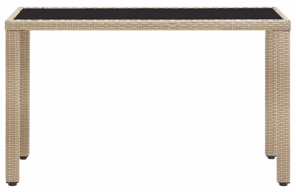 Tavolo da giardino in polyrotan con piano in vetro, dimensioni 123 x 60 x 74 cm