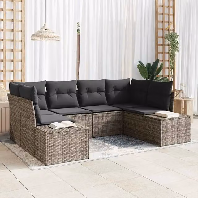 Set Divano da Giardino 6 pz Grigio polyrattan 3347199