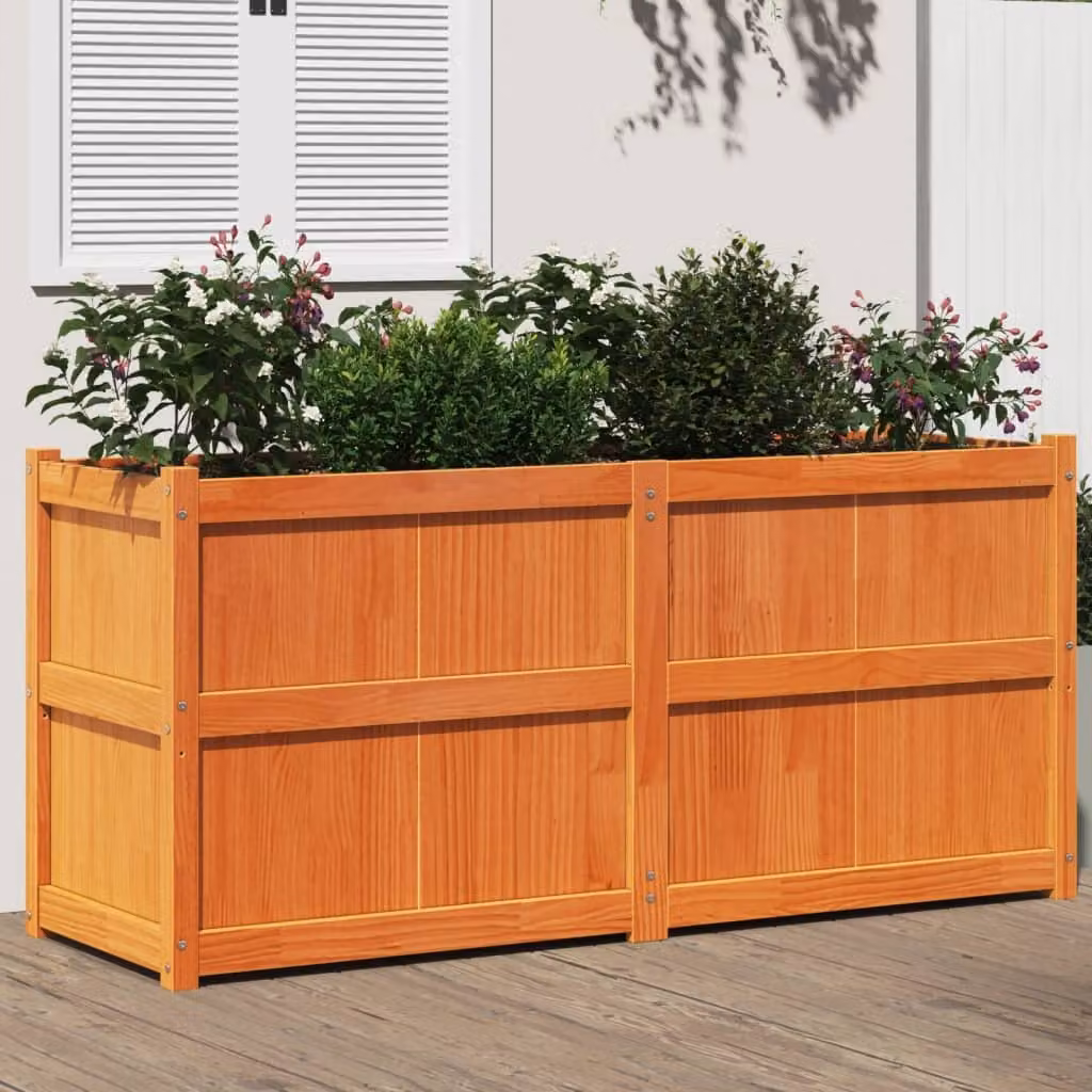 Fioriera da giardino vidaXL in legno di pino marrone L: 150 cm, P: 50 cm, H: 70 cm
