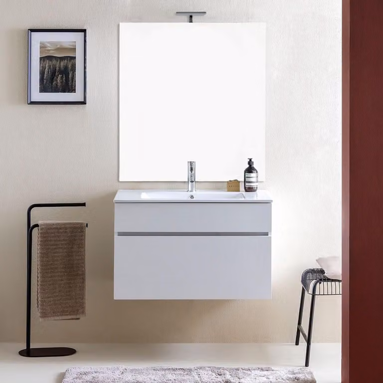 Mobile bagno sospeso 80cm con lavabo e specchio 80x110 | Sole