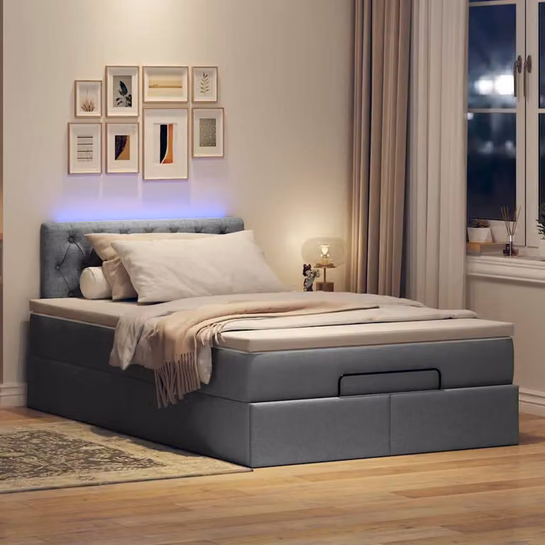 Maison Exclusive - Pouf Letto con Materasso e LED Grigio Scuro 120x200 cm Tessuto