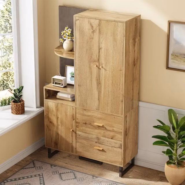 Guardaroba da ingresso moderno Mivray con pannelli imbottiti, asta appendiabiti e 2 cassetti, nero e marrone, L/P/H: 110 x 38 x 186 cm