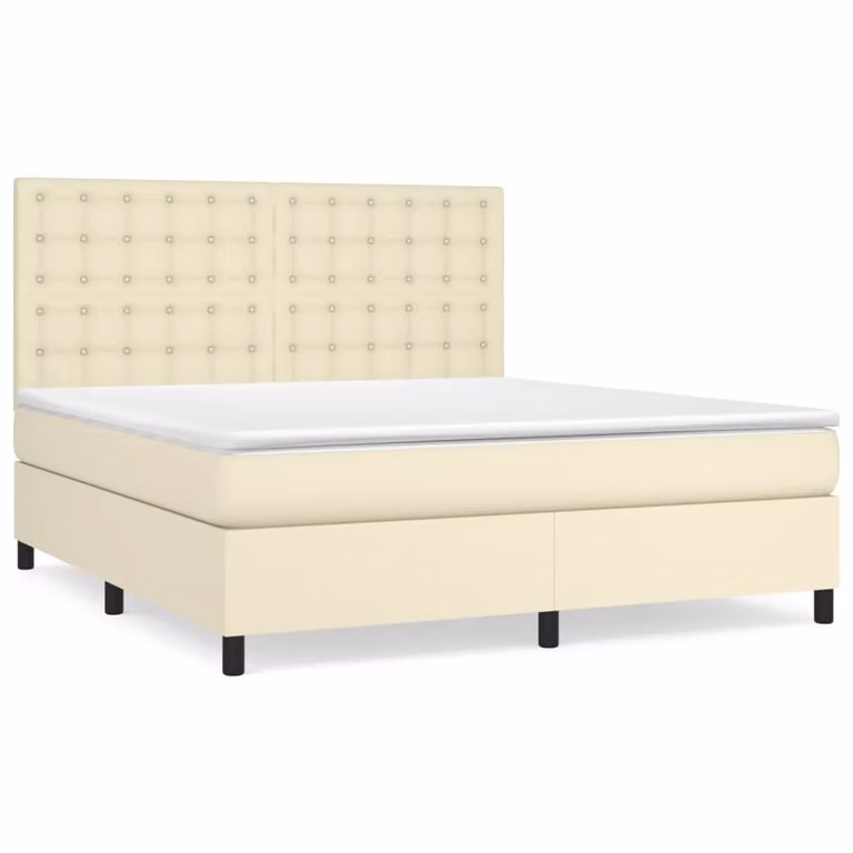 Giroletto a Molle con Materasso Crema 180x200 cm in Pelle finta