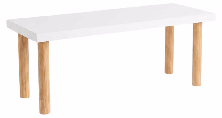 Calicosy - Mensola da appoggio, finitura bianca e legno, H15 cm - ELARA