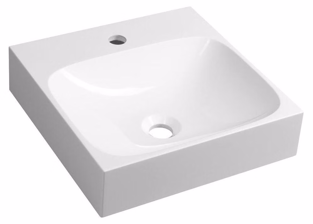 EMONA lavabo in marmo fuso 40x40cm, bianco