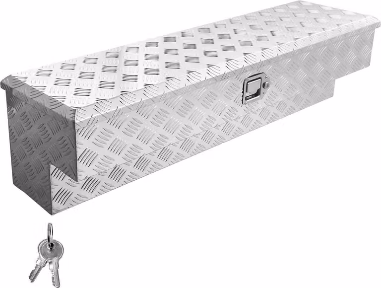 SucceBuy Cassetta porta attrezzi per area di carico, cassetta in alluminio con profilo, organizer con serratura per pick-up, camper, rimorchi, 1219x340x330 mm