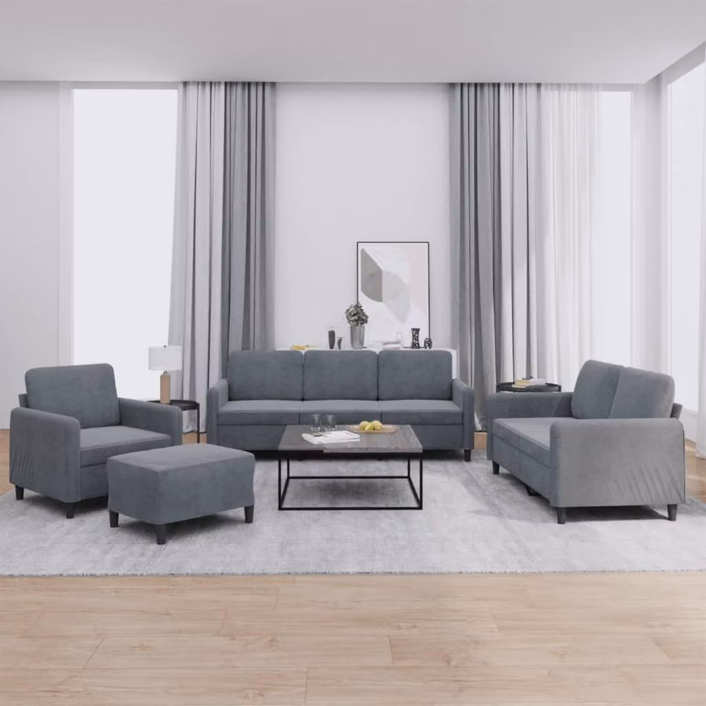 Maison Exclusive - Set divano 4 pezzi in velluto grigio scuro