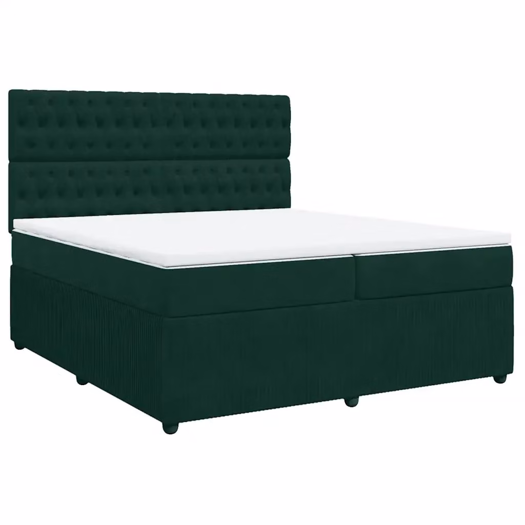 Letto Ibrido con Giroletto a Molle e Materasso vidaXL in Velluto Verde Scuro e Bianco L/P: 200 x 200 cm – 2