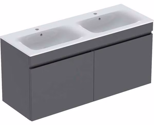 Geberit Renova Plan ensemble double lavabo double avec meuble sous lavabo, 2 tiroirs, 130x62,2x48cm, 501.918.JK.8, 501.918.JK.8