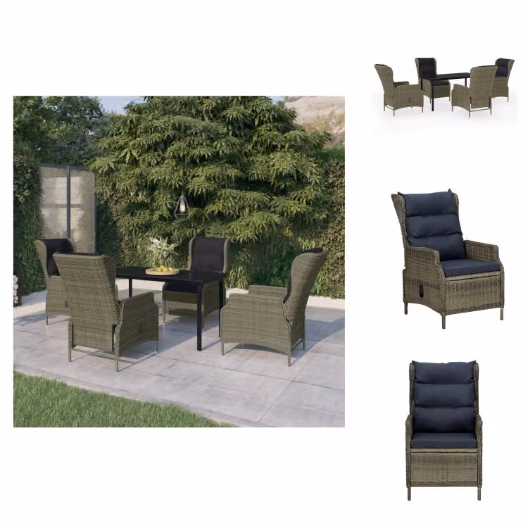 vidaXL Set da pranzo da giardino 5 pezzi marrone - Set di mobili da giardino