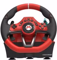 Volante simulatore di guida Hori Mario Kart Racing Pro Deluxe per Nintendo Switch con pedali, nero e rosso