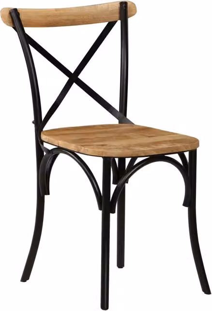 Set di 4 sedie da pranzo vidaXL in legno di mango nero con design a croce per cucina e sala da pranzo