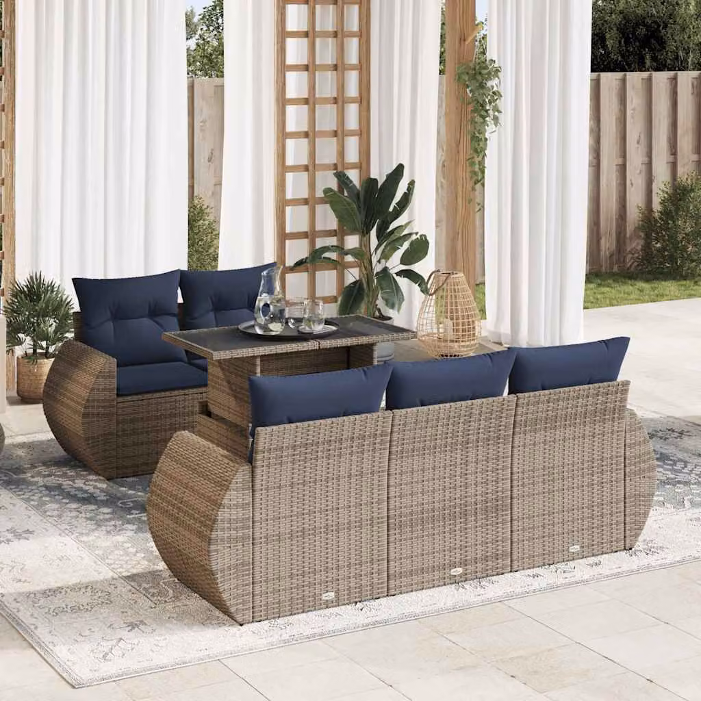 Maison Exclusive - Set Divano da Giardino 6pz con Cuscini Grigio Polyrattan Acacia
